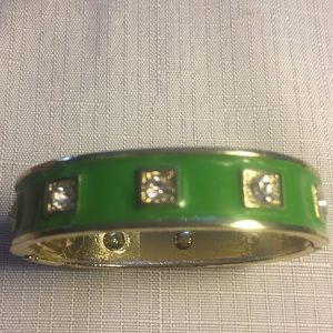 Lucky Green Gold & Crystals Snap Shut CuffBracelet